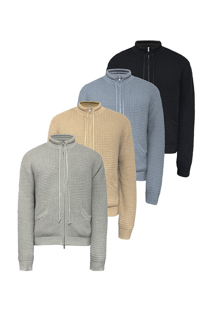 Waffle Knit Drawstring Cardigan