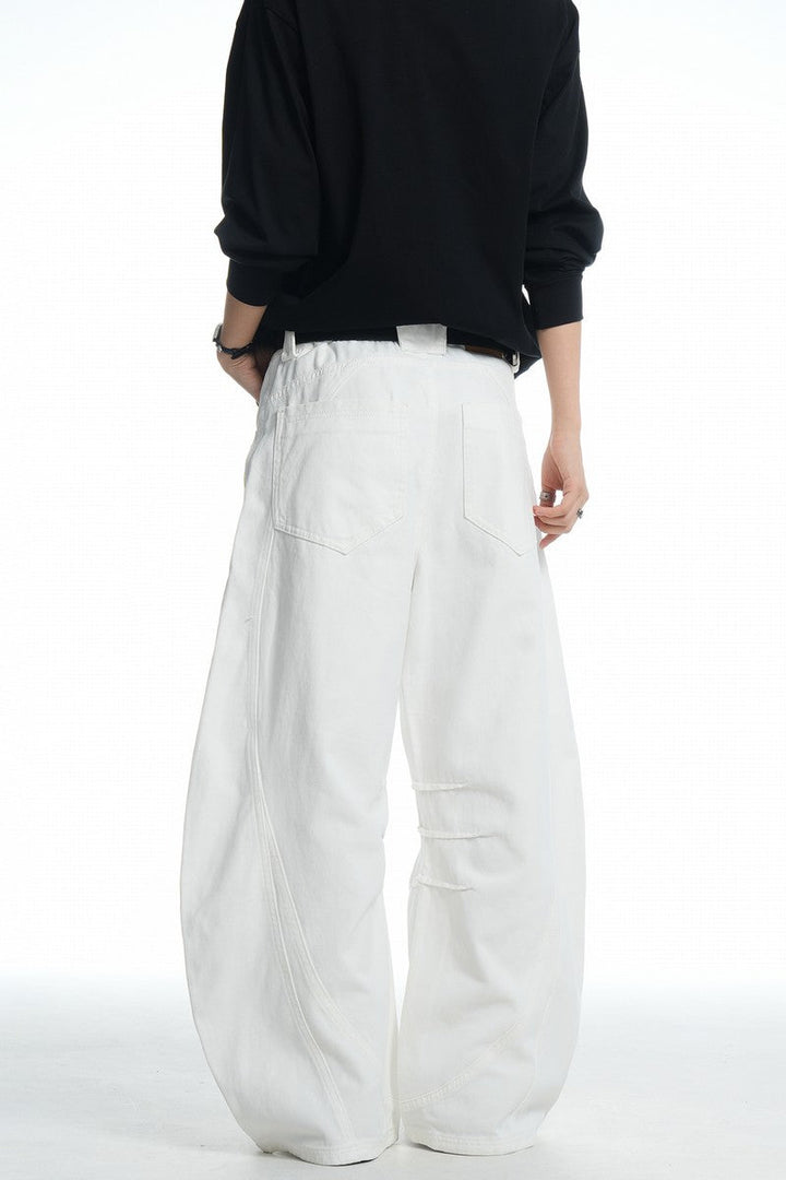 White Deconstructed Blade Jeans