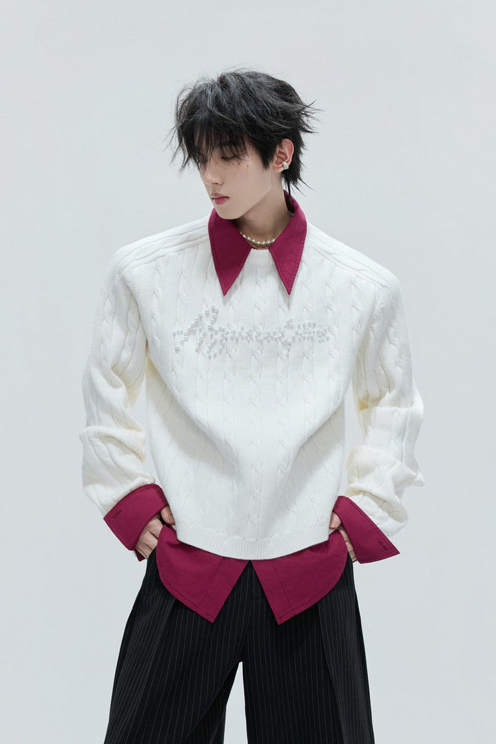 Layered Pearl Knit Sweater