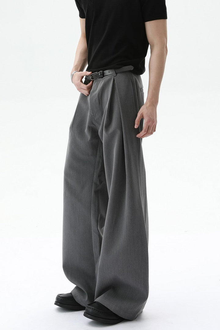 A-Line Pleated Wide Leg Trousers