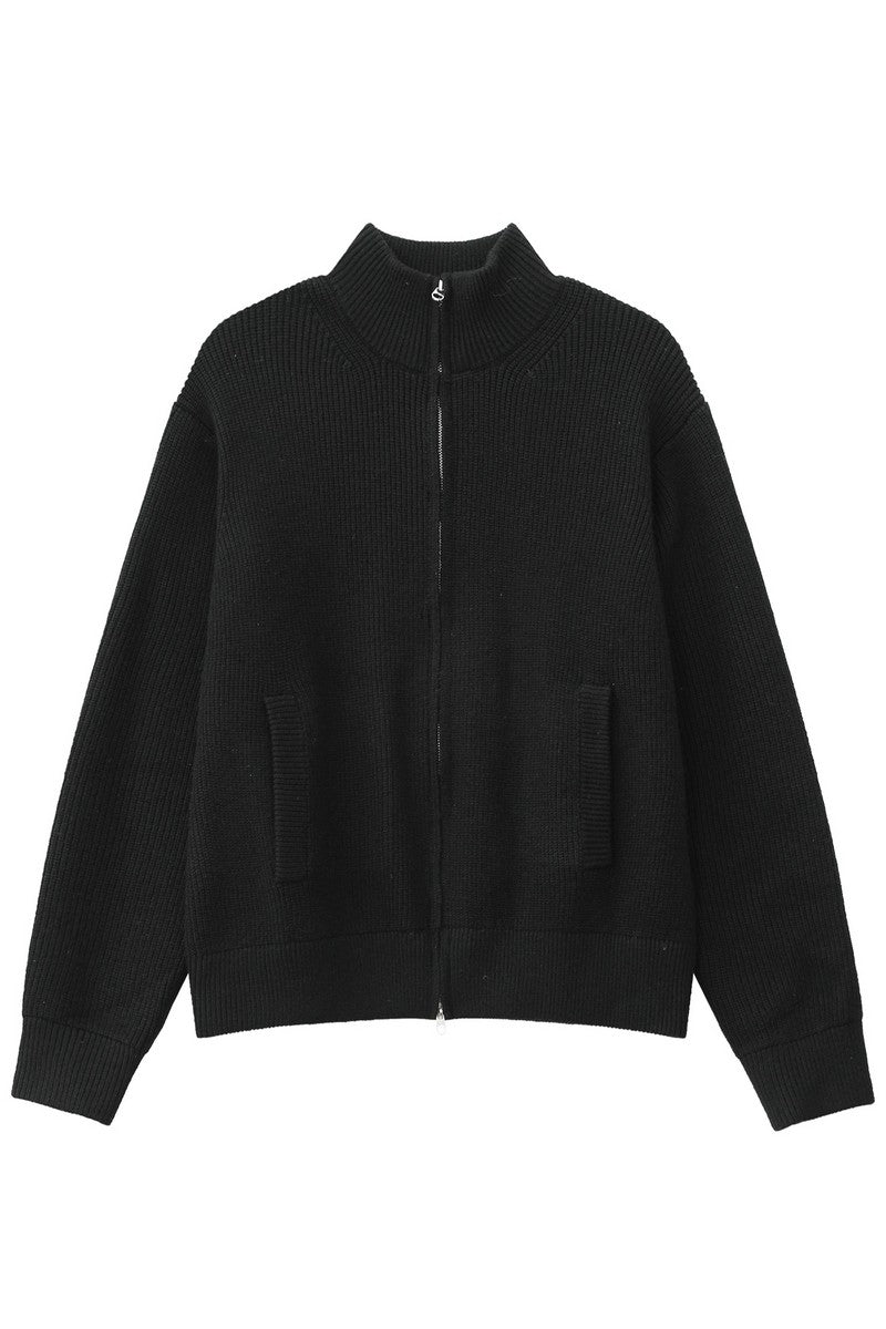 Wool Zip Up Stand Collar Cardigan