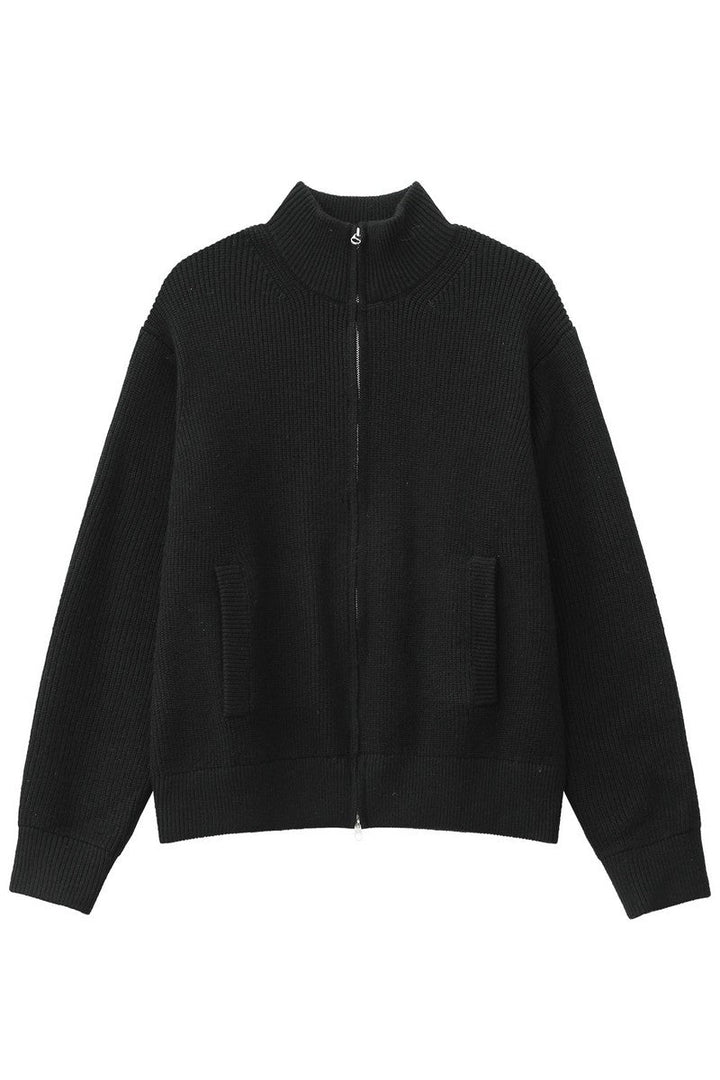 Wool Zip Up Stand Collar Cardigan
