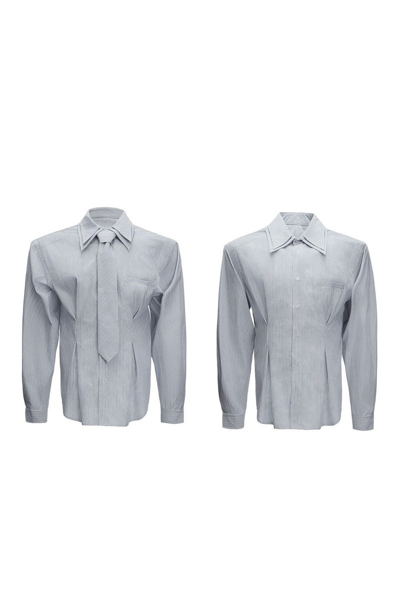 Striped Shoulder Pad Tie Shirt
