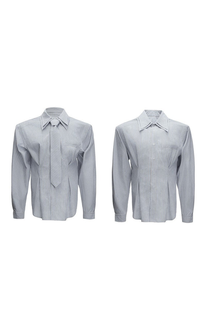 Striped Shoulder Pad Tie Shirt