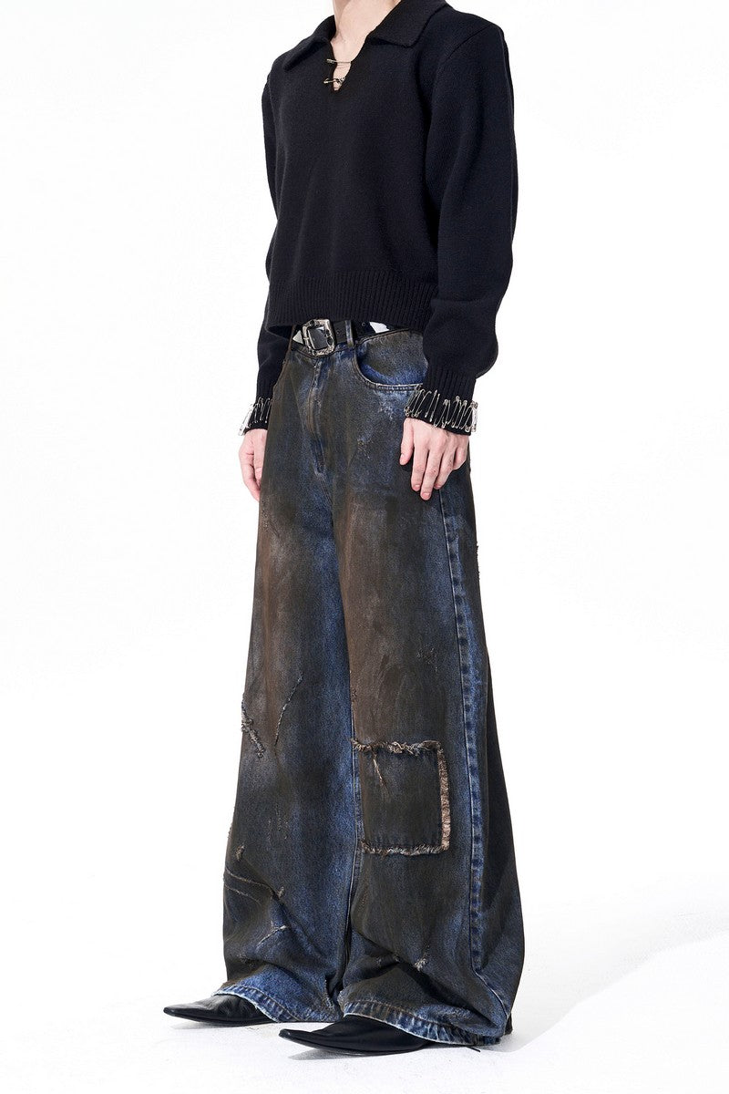 Distressed Dirty Wash Jeans