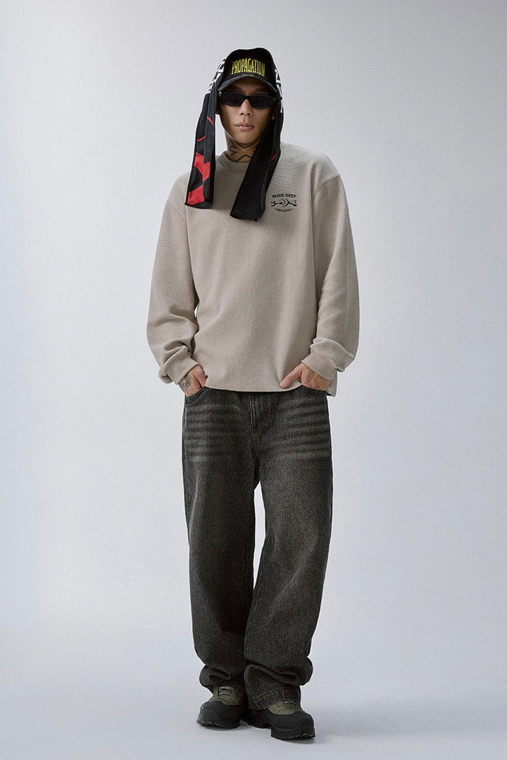 Skeleton Waffle Knit Sweatshirt