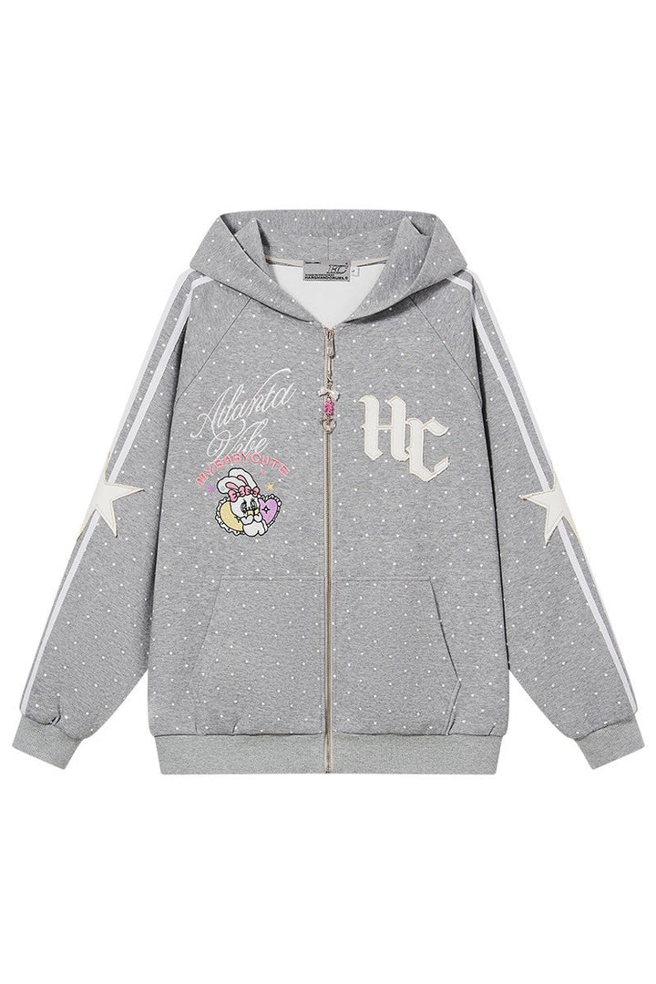 Polka Dot Zip Up Hoodie