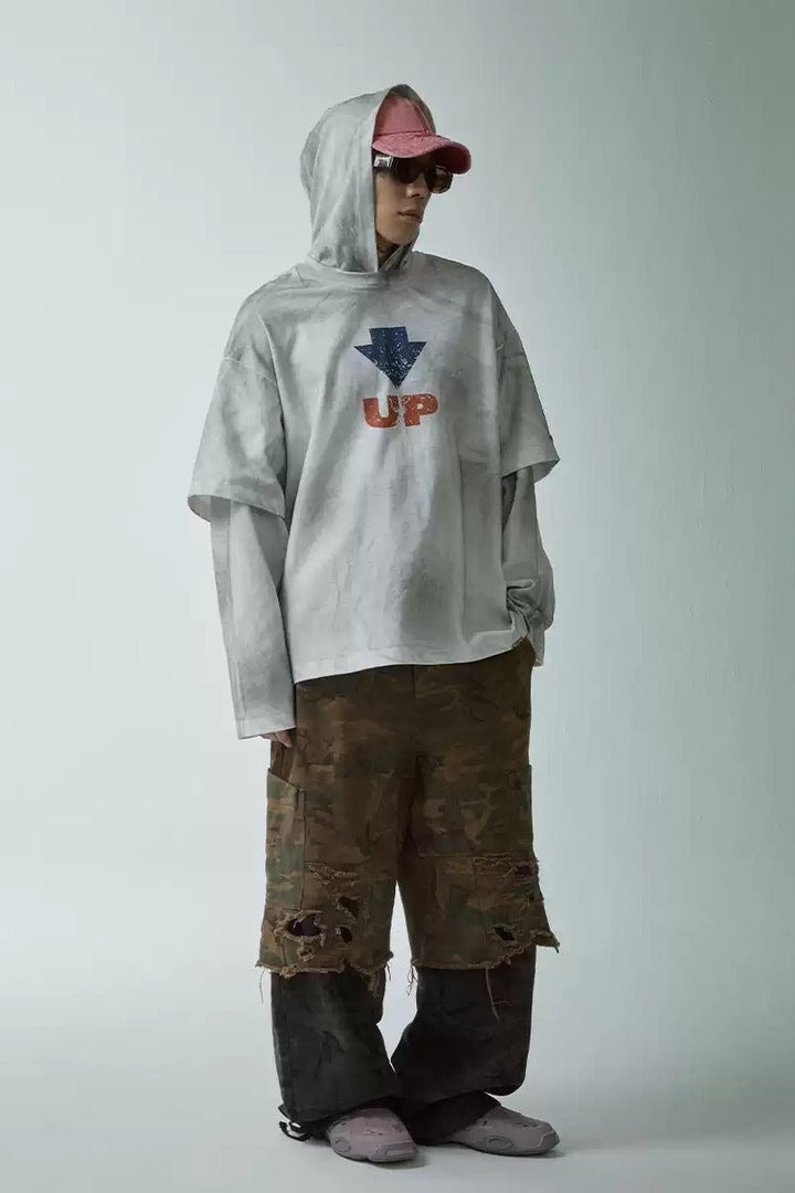 Layered Distressed Hoodie