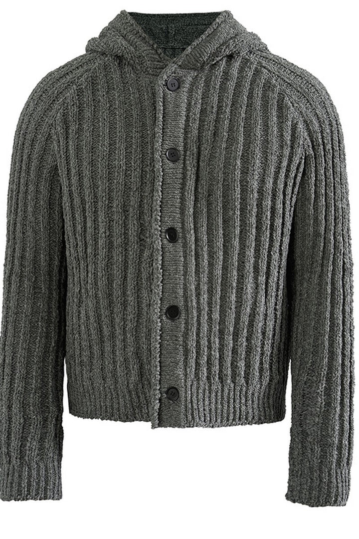 Ribbed Knit Hooded Sweater