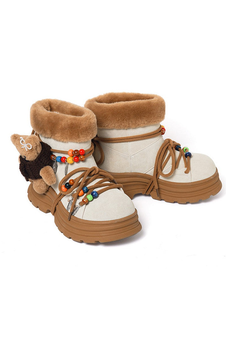 Khaki Chunky Snow Boots
