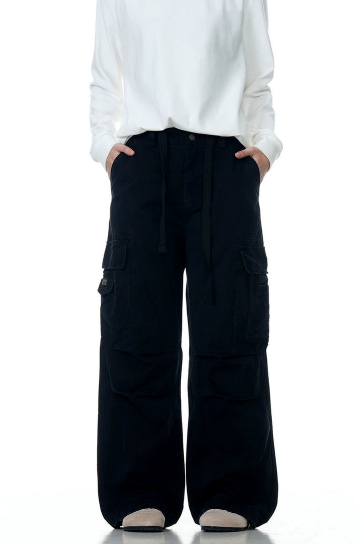 Wrinkled Multi-Pocket Cargo Pants