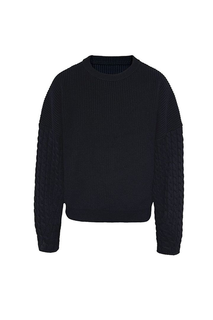 Cable Sleeve Cotton Sweater