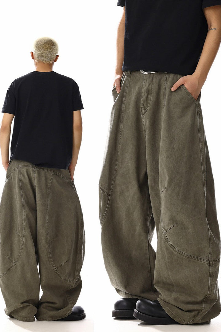 Washed Blade Cut Cargo Pants