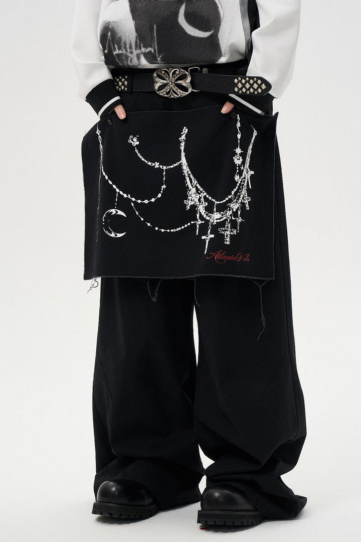 Detachable Drape Wide Leg Pants