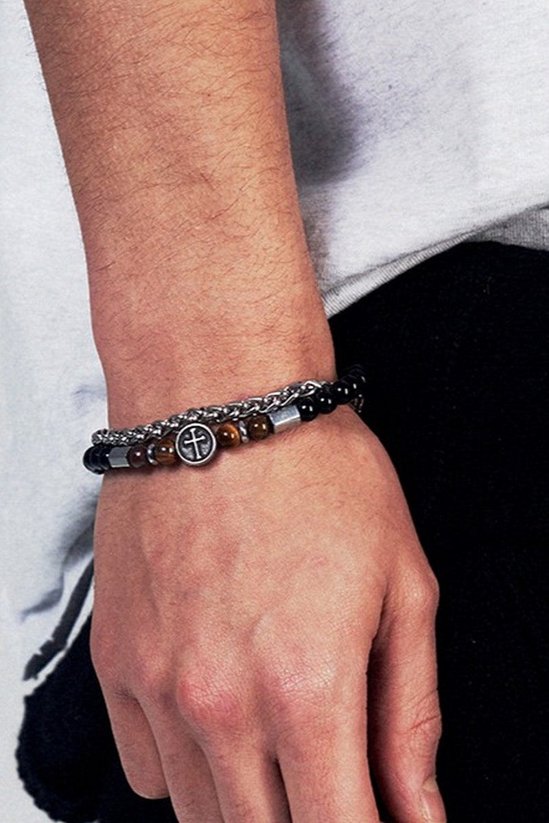 Obsidian Tiger Eye Skull Bracelet