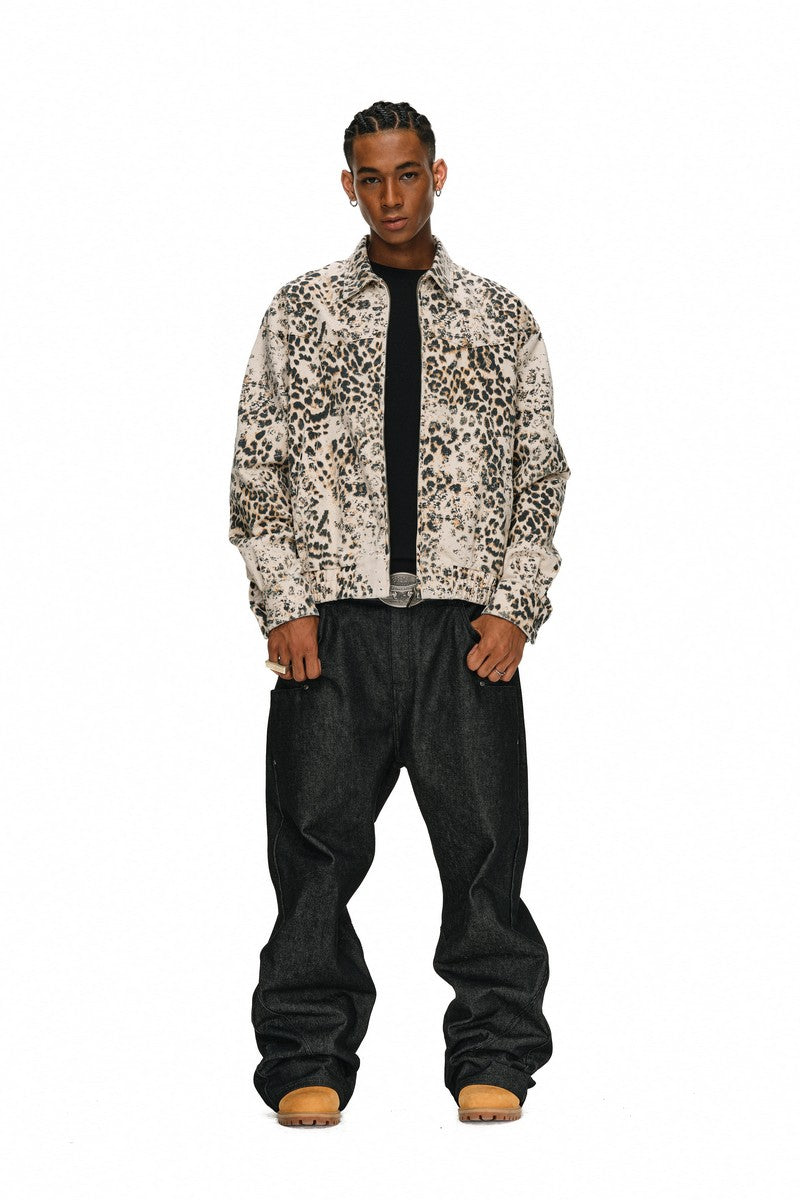 Distressed Leopard Coach Jacket