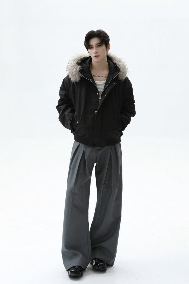 Fur Hooded Short Parka Jacket