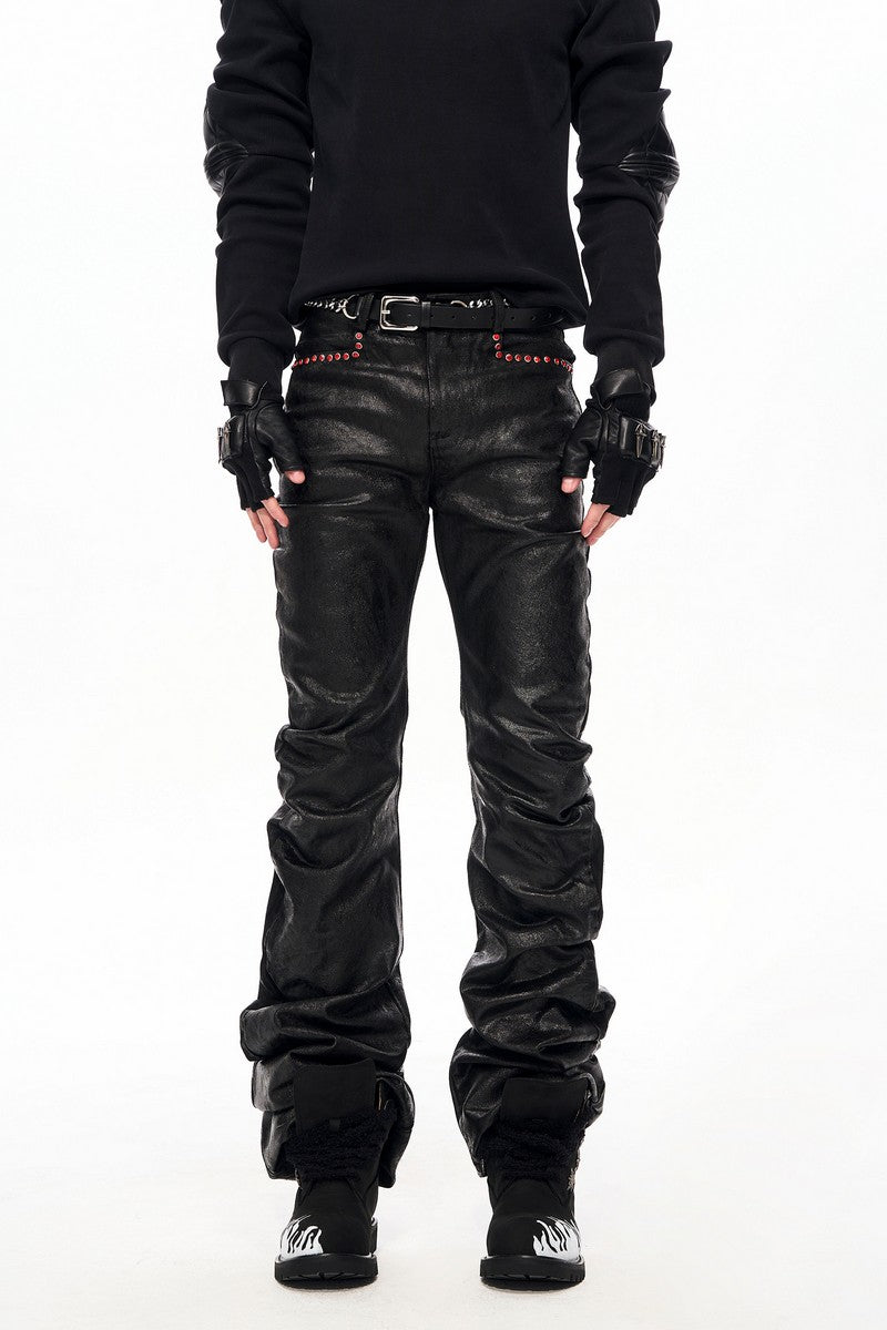 Waxed Flared Stacked Jeans