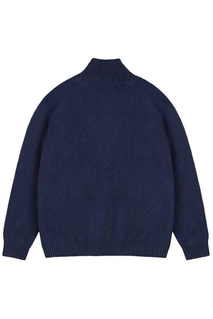 Wool Knit High Neck Cardigan