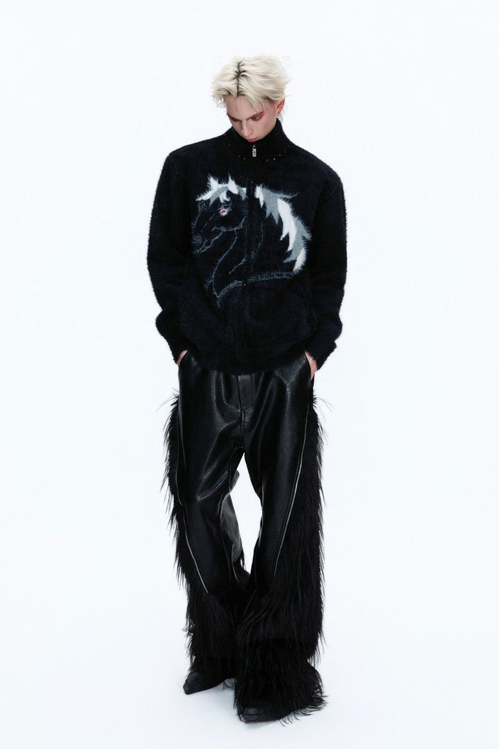 Jungle Knit High Neck Cardigan