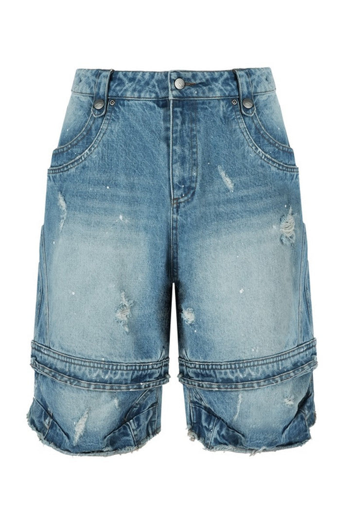 Paint Splatter Denim Shorts