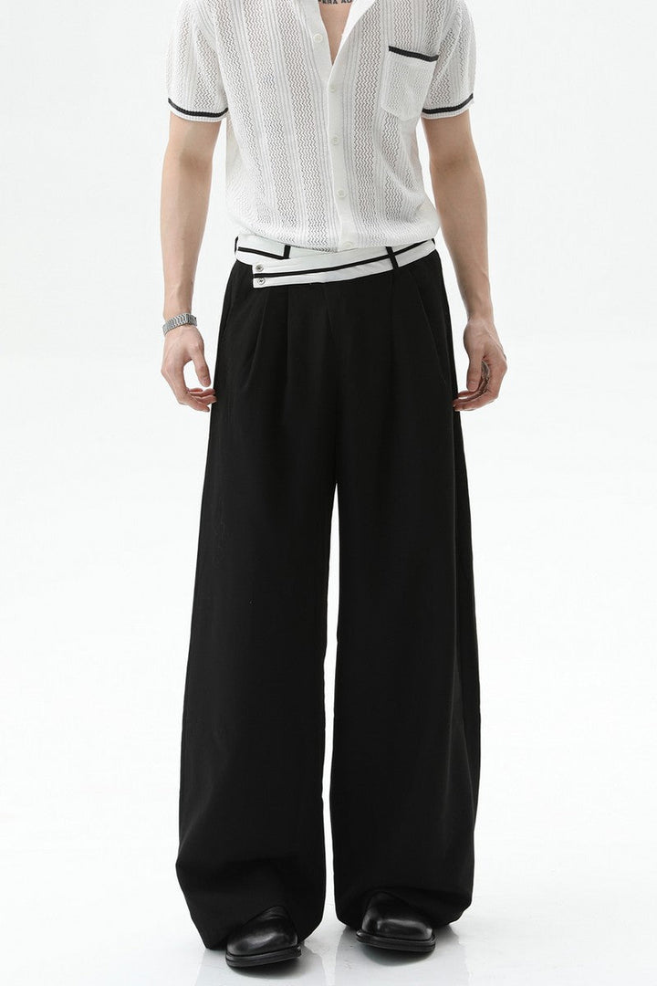 Asymmetrical Waist Pleated Trousers