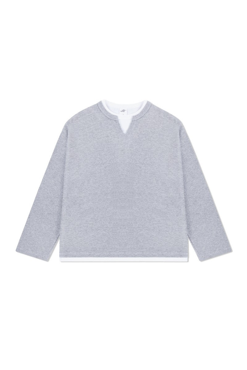 Waffle Layered Henley Long Sleeve