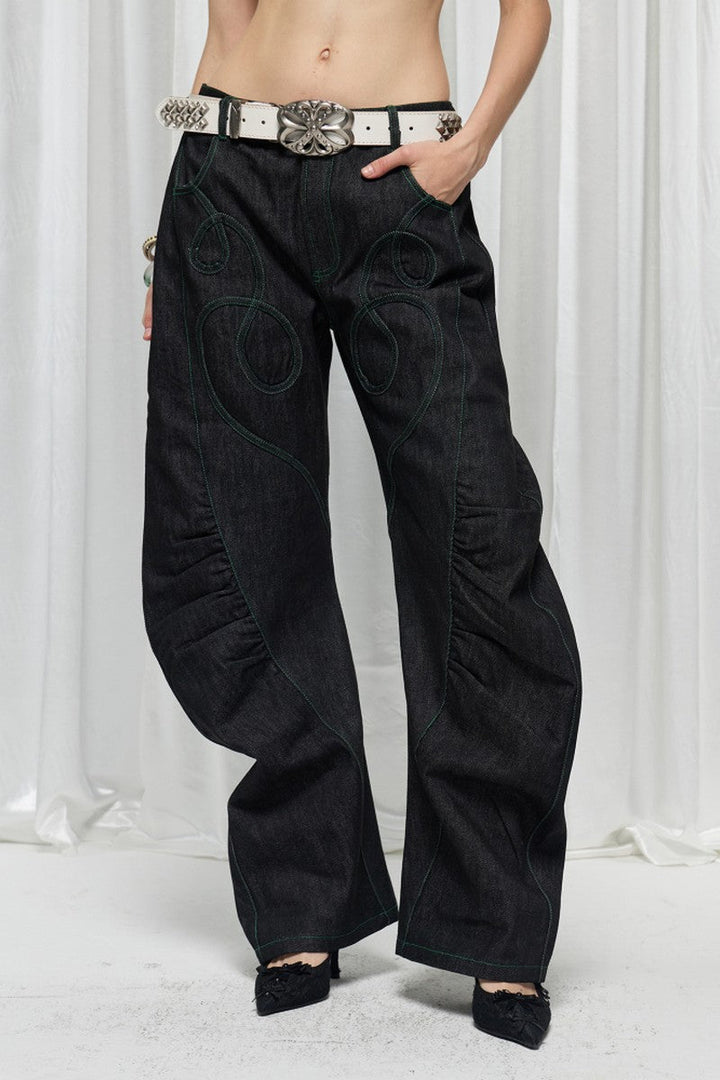 Heart Patch Vintage Straight Jeans