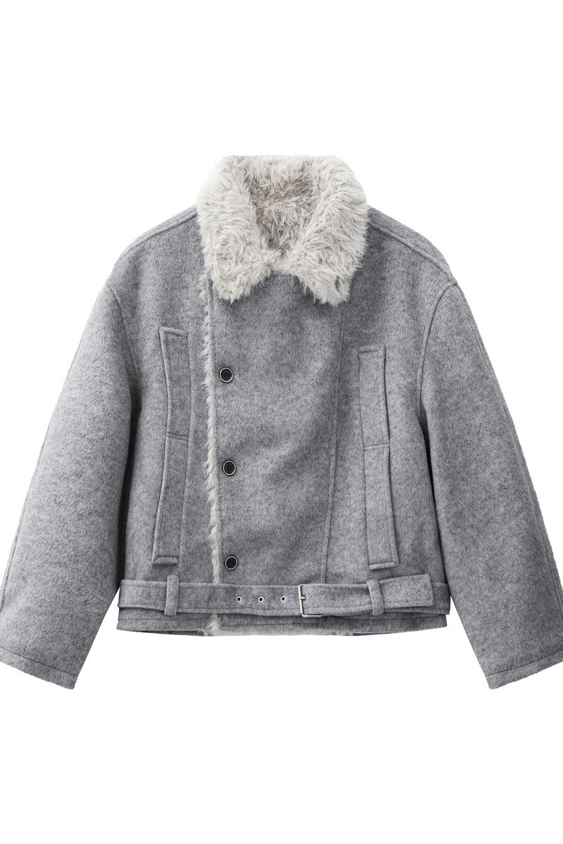 Double Breasted Fur Collar Jacket