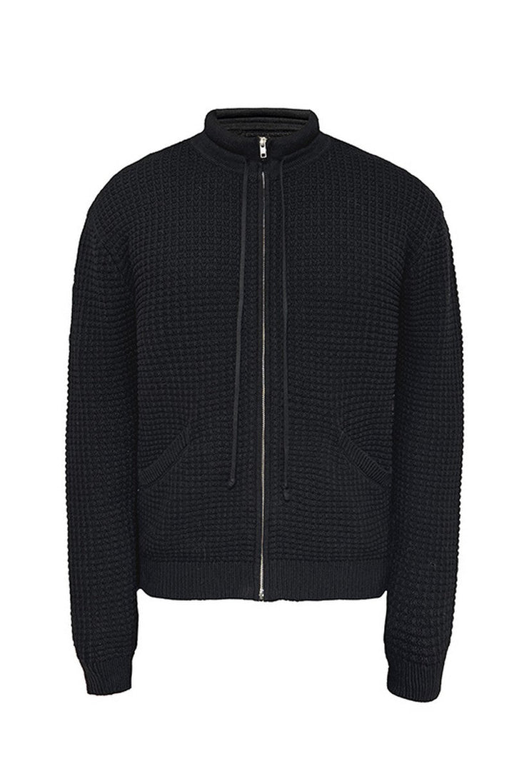 Waffle Knit Drawstring Cardigan