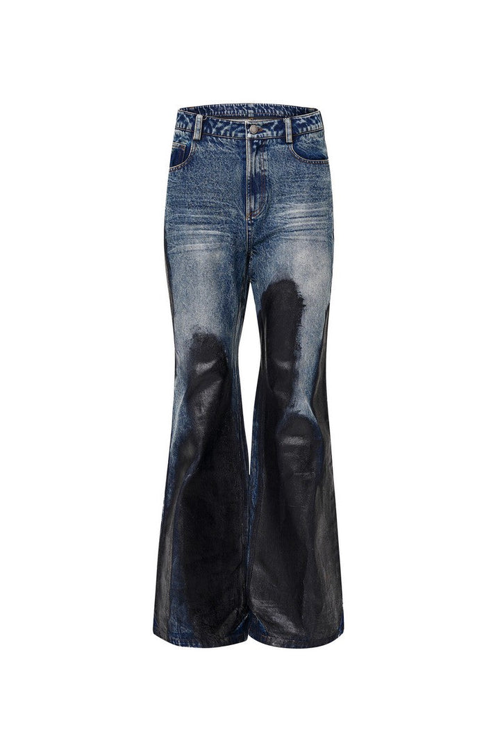 Waxed Flare Washed Jeans
