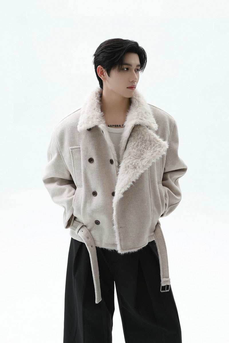 Double Breasted Fur Collar Jacket