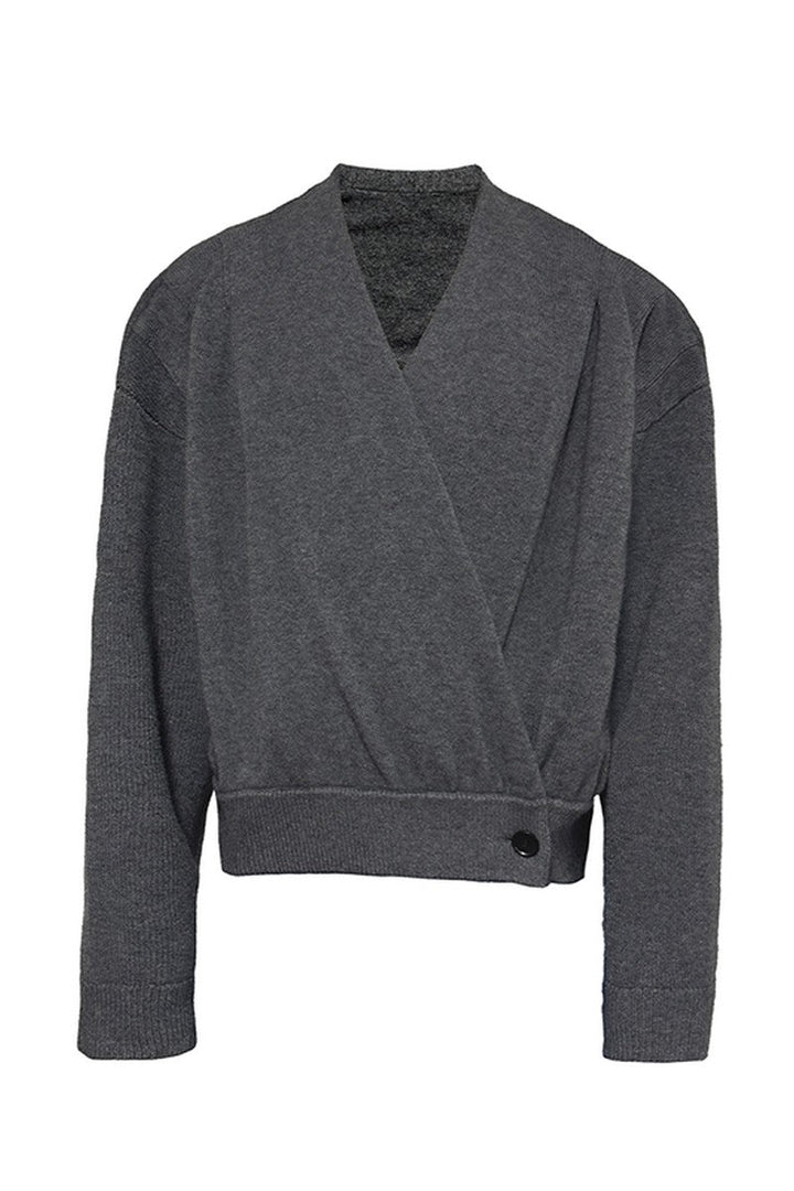 Pleated Knit Wrap Cardigan