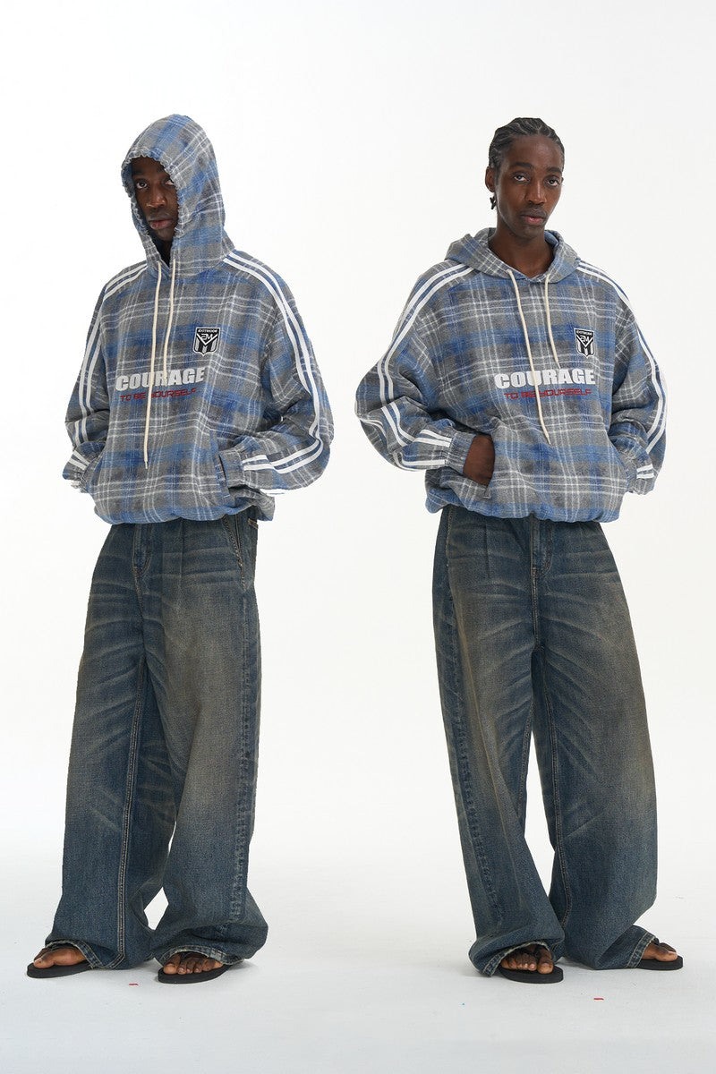 Plaid Panel Pullover Sweatshirt