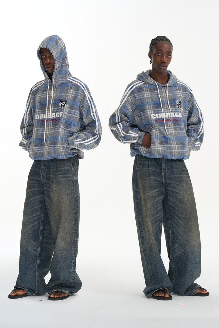 Plaid Panel Pullover Sweatshirt