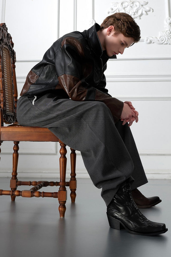 Embossed Spine Leather Chelsea Boots