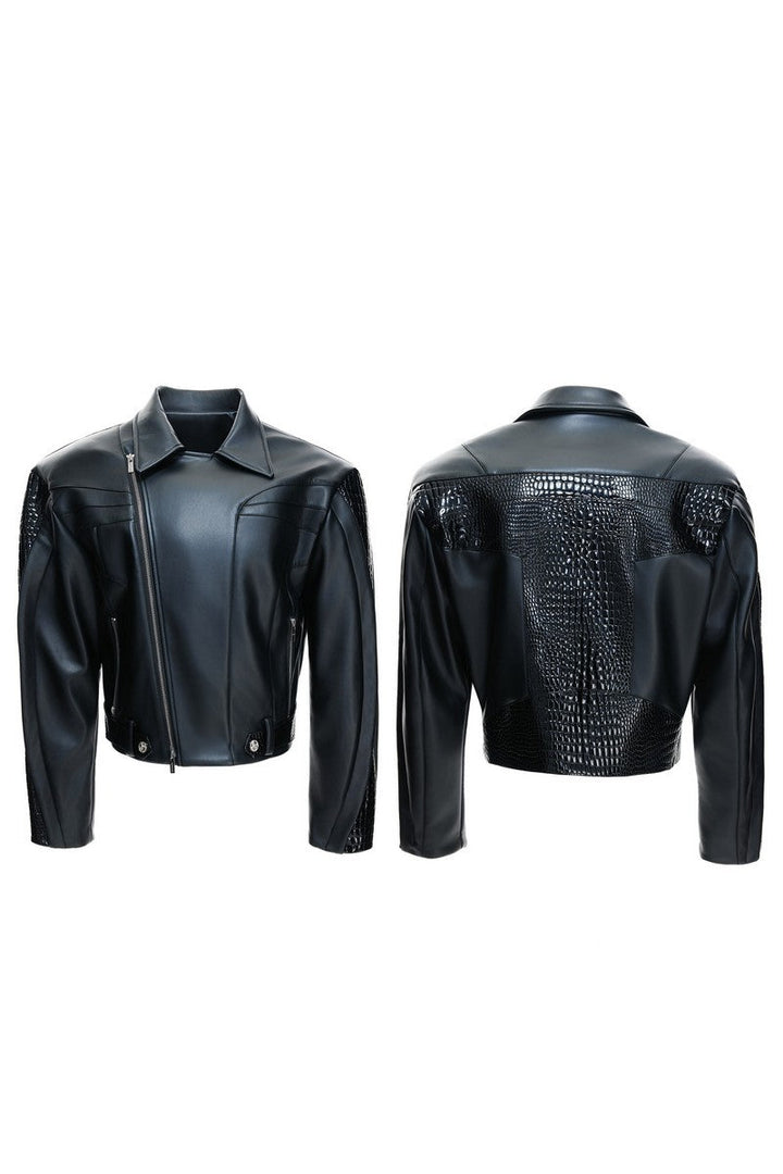 Crocodile Pattern Moto Jacket