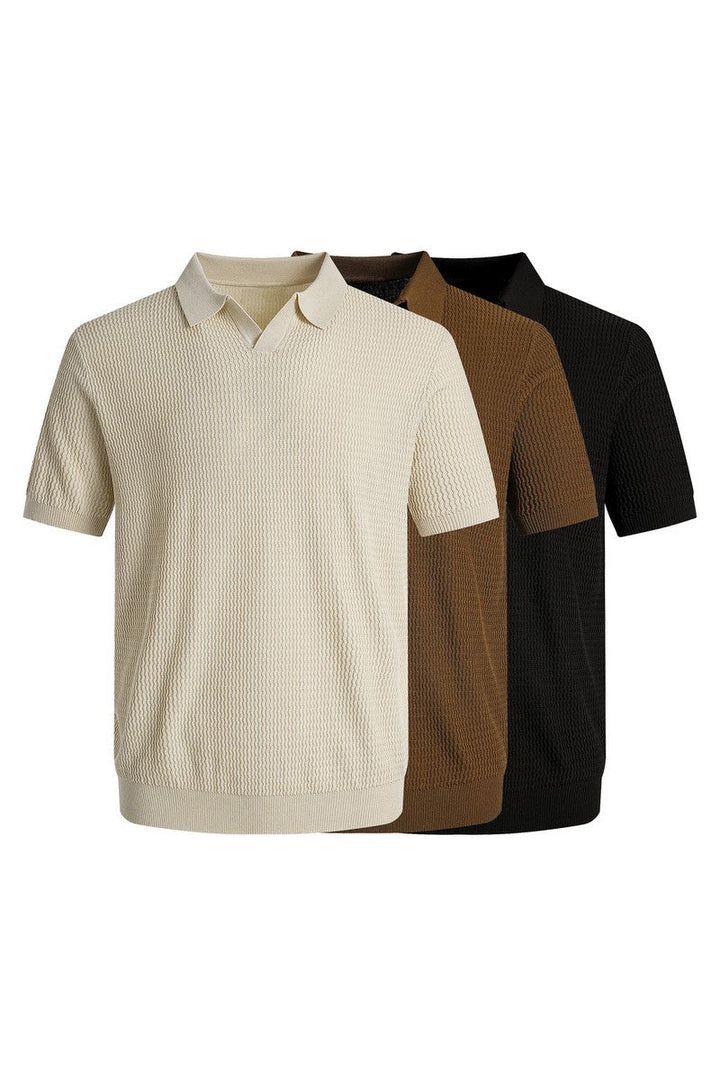 Textured Silk Knit Polo