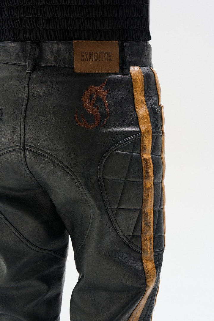 Colorblock Biker Faux Leather Pants