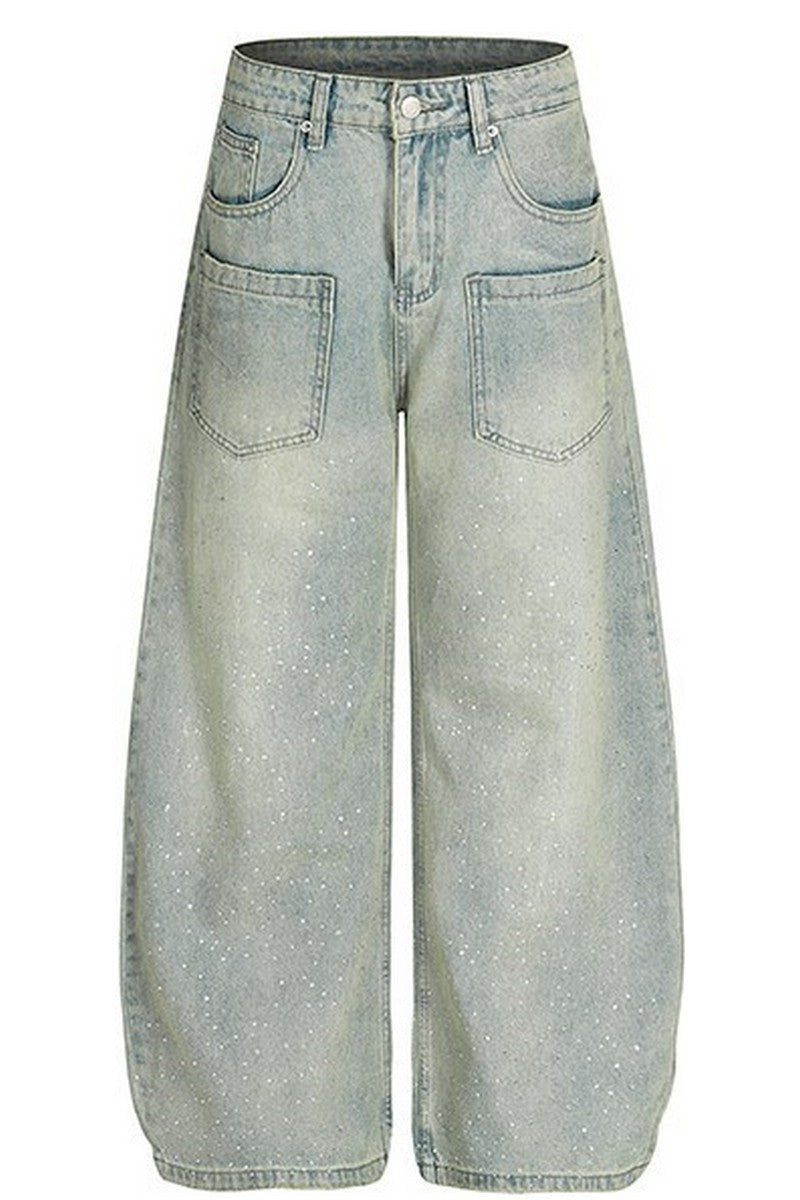 Rhinestone Wide Leg Jeans