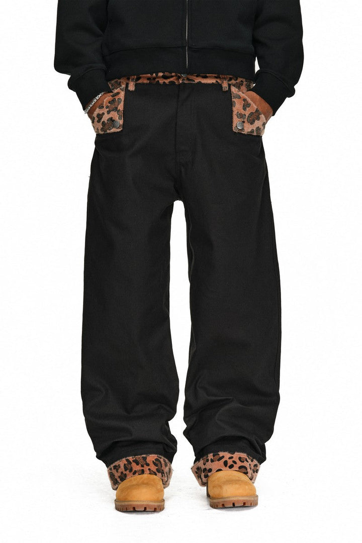Animal Patchwork Wide Leg Pants