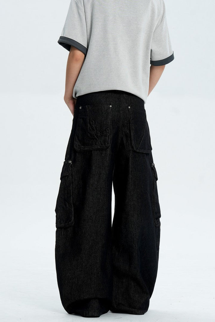 Black Multi Pocket Work Jeans