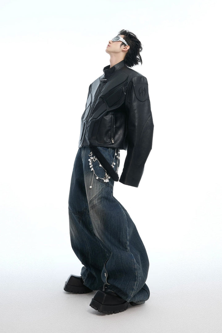 Raw Denim Pearl Wide-Leg Jeans