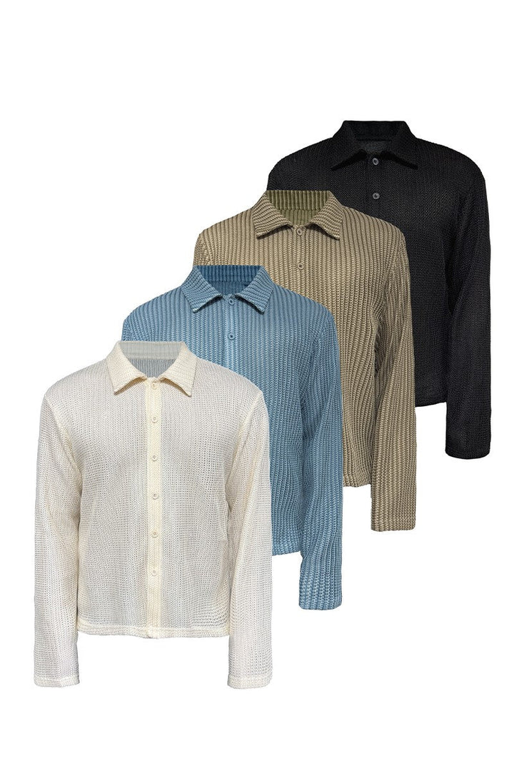 Woven Textured Long Sleeve Shirt