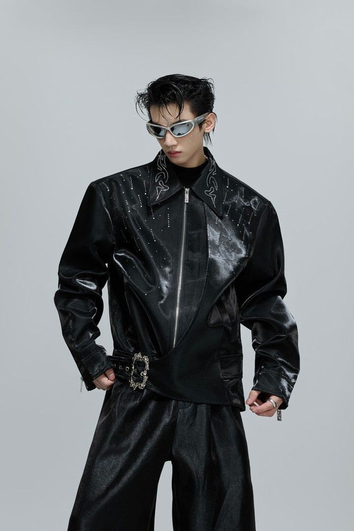 Glossy Layered Rhinestone Jacket
