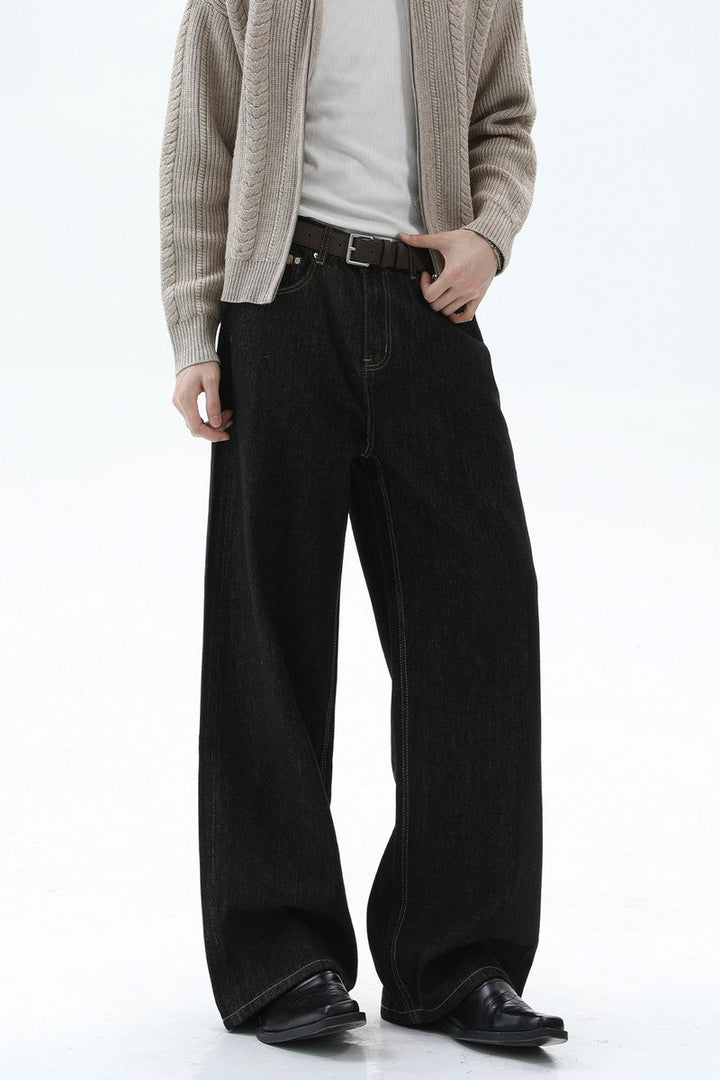 Raw Denim Straight Leg Jeans