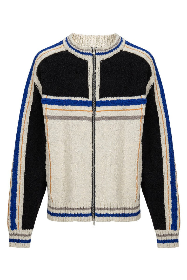 Colorblock Knit Zip Cardigan