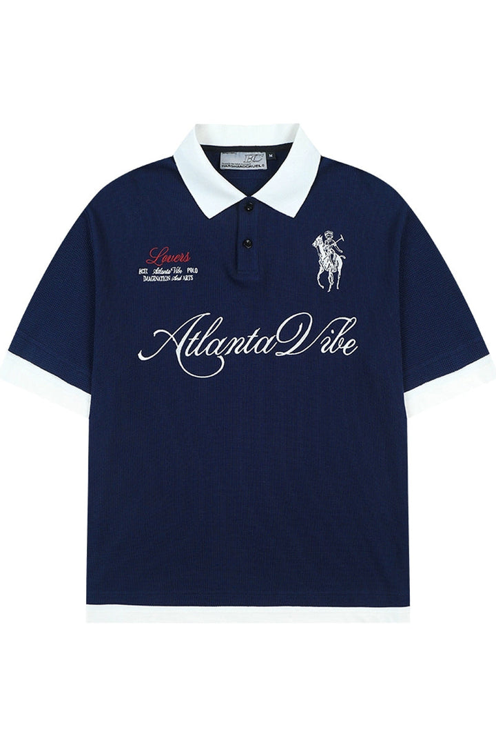 Layered Embroidered Crest Polo