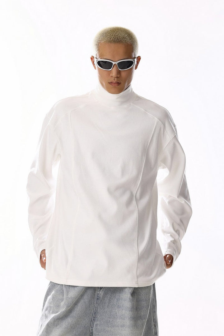 Grey Mock Neck Fleece Tee