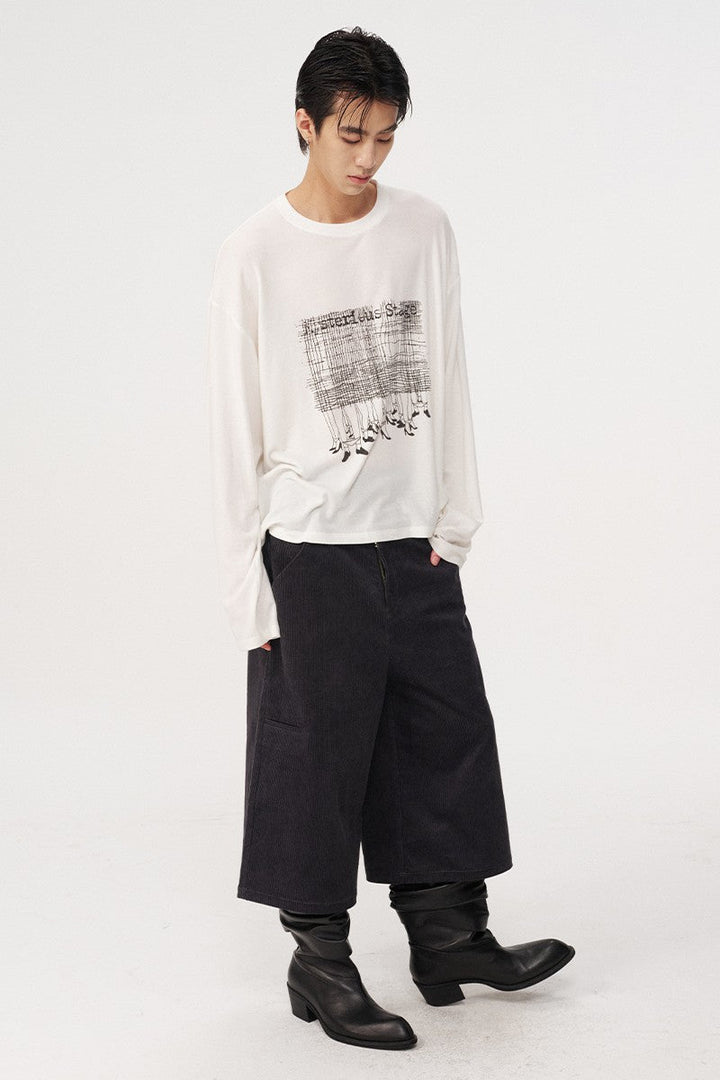 Corduroy Stripe Capri Shorts